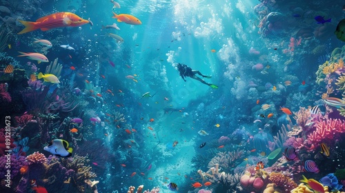 Wallpaper Mural Photo of a snorkeling person. Ai generated. Torontodigital.ca