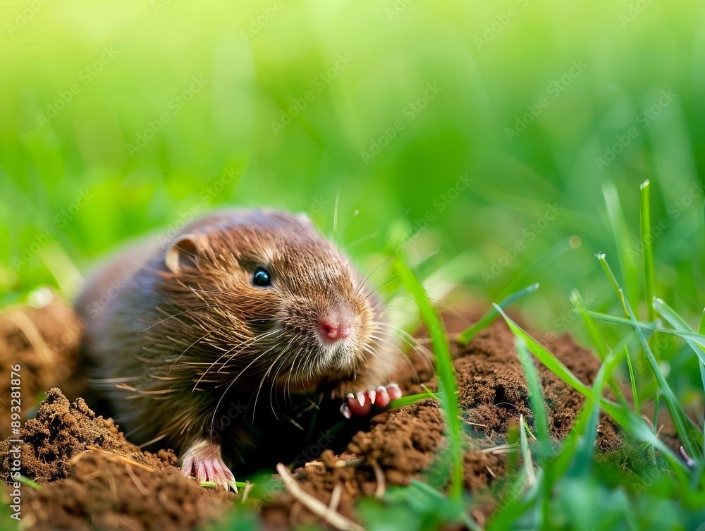 Mole in Action: Talpa europaea Emerging from Molehill in the Garden Mole in Action: Talpa europaea Emerging from Molehill in the Garden