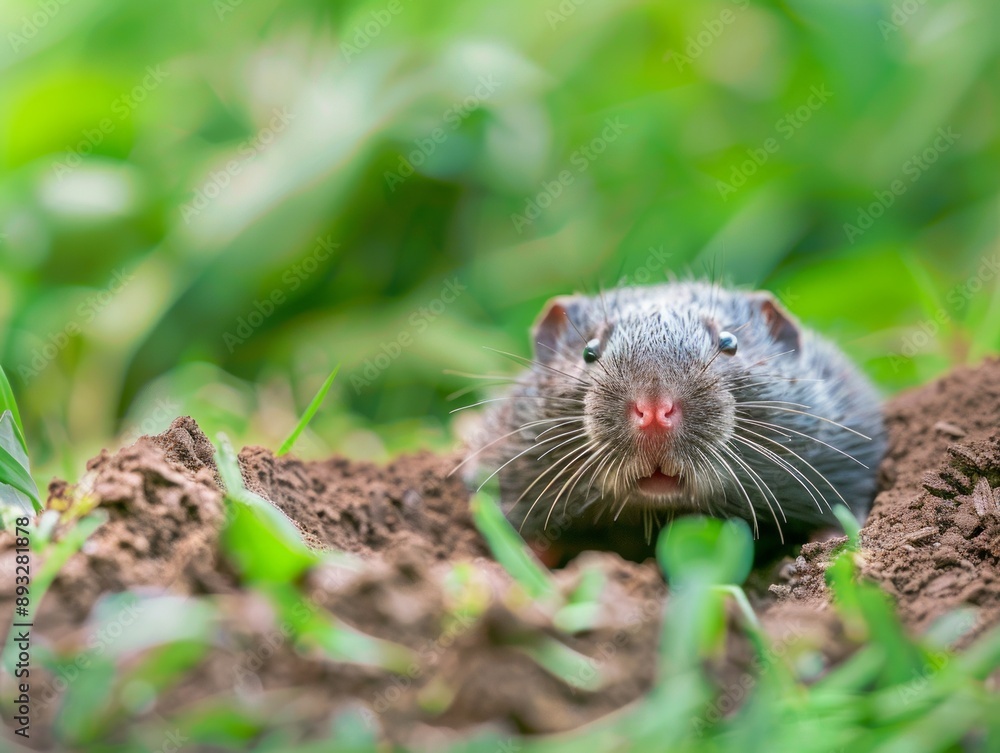 Up Close and Personal: The European Mole Emerges from its Mound in the Garden Up Close and Personal: The European Mole Emerges from its Mound in the Garden