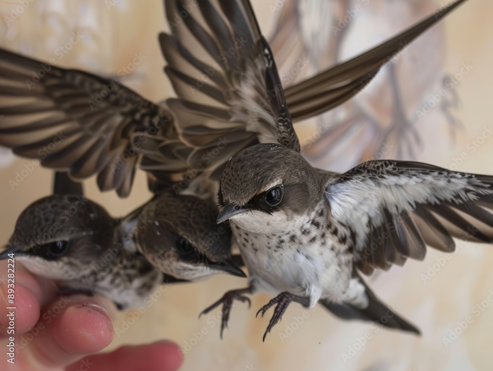 Fototapeta premium Graceful Young Swifts: Captured in Close-up Detail