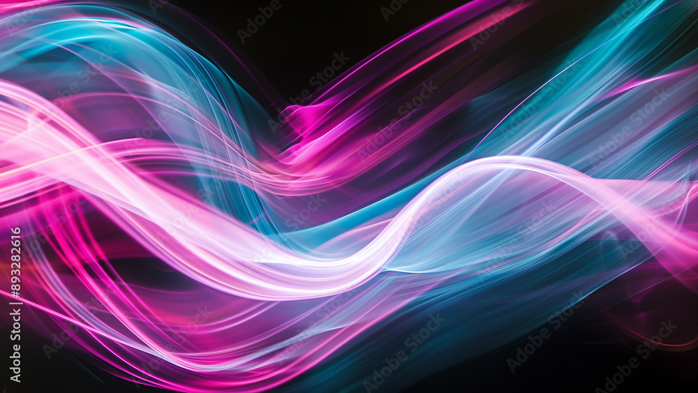 Curved Light Strokes in Pink and Turquoise on Black Curved Light Strokes in Pink and Turquoise on Black