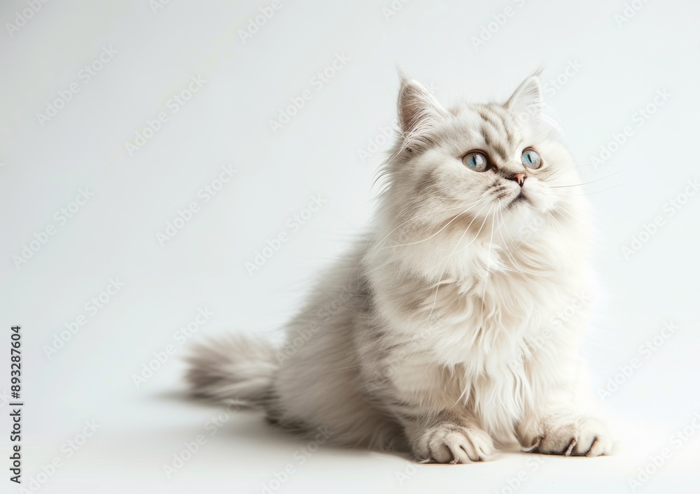 Cute Smiling Persian cat Sitting on a White Background, Realistic HD Photography Cute Smiling Persian cat Sitting on a White Background, Realistic HD Photography