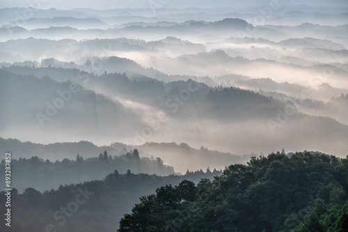 茨城県常陸大宮市　三王山自然公園　雲海に浮かぶ山並み
 photo