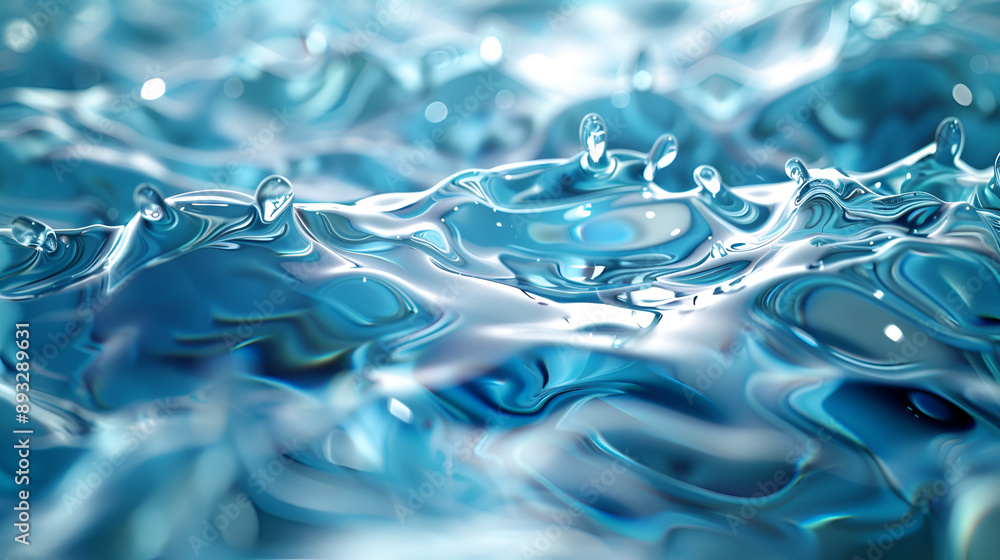 Abstract blue water waves background with liquid fluid texture surface ...