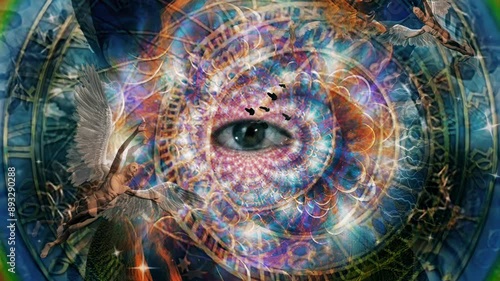 Angels and all seeing eye in endless dimensions