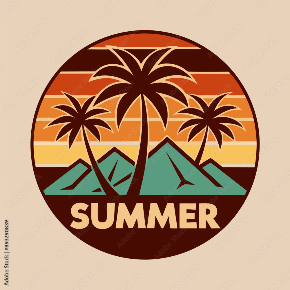 custom made wallpaper toronto digitalMountain retro summer season with yellow background for your Tshirt design, community design