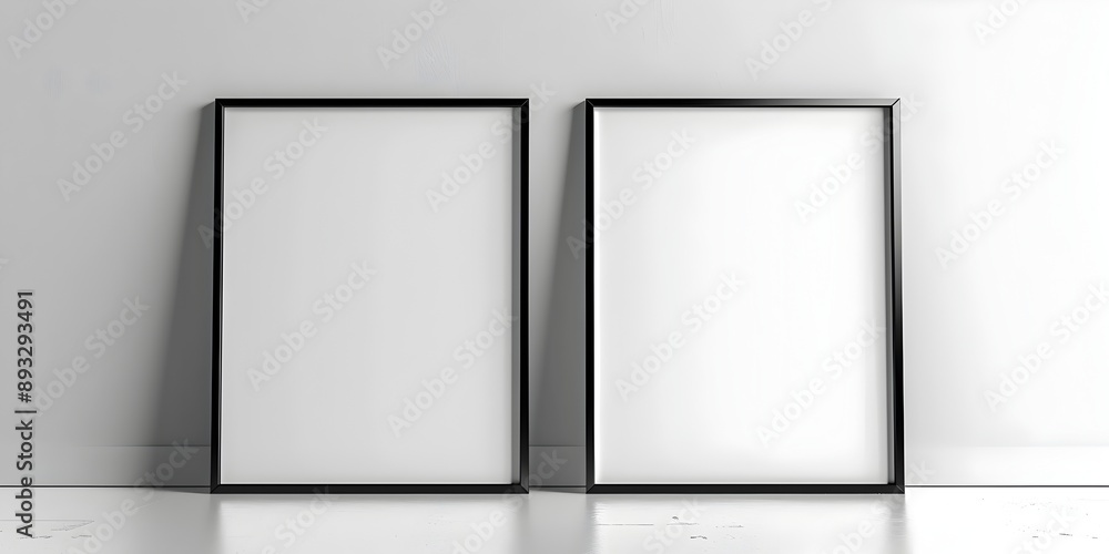 Minimalist Black Frame on White Background Clean Modern Concept with Copy Space Minimalist Black Frame on White Background Clean Modern Concept with Copy Space