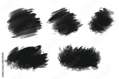 Wallpaper Mural Modern dark black watercolor brush stroke set design Torontodigital.ca