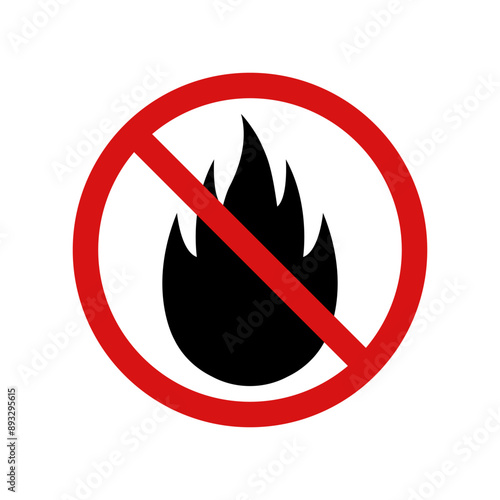 No Fire Flame Sign Symbol. Fire Flame Icon. Vector Illustration Isolated on White Background. 