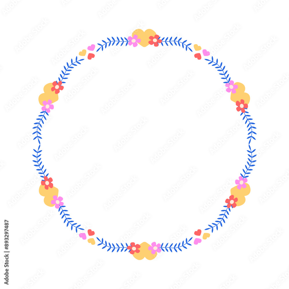 Obraz premium Hand drawn flat design hearts border and frame