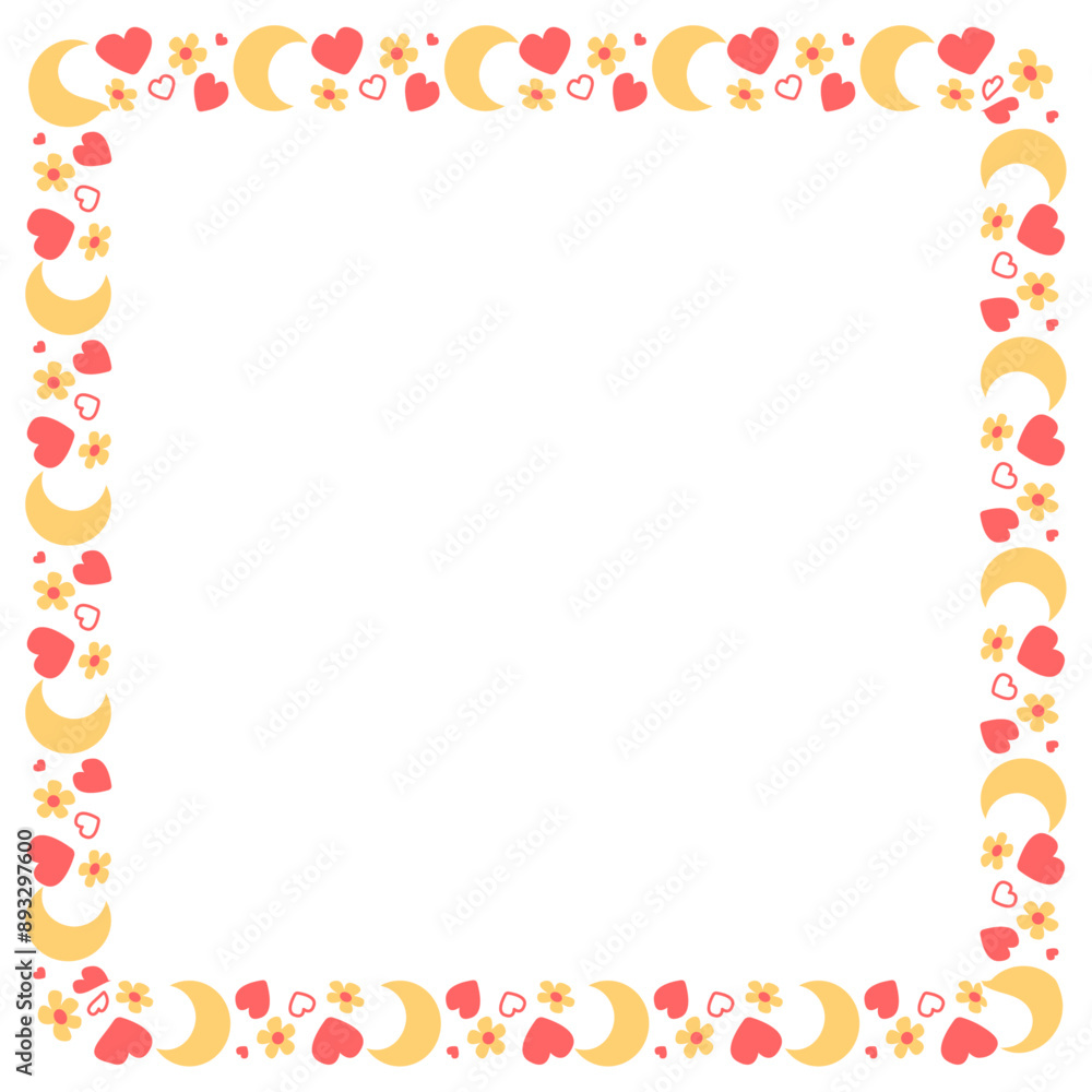 Hand drawn flat design hearts border and frame Hand drawn flat design hearts border and frame