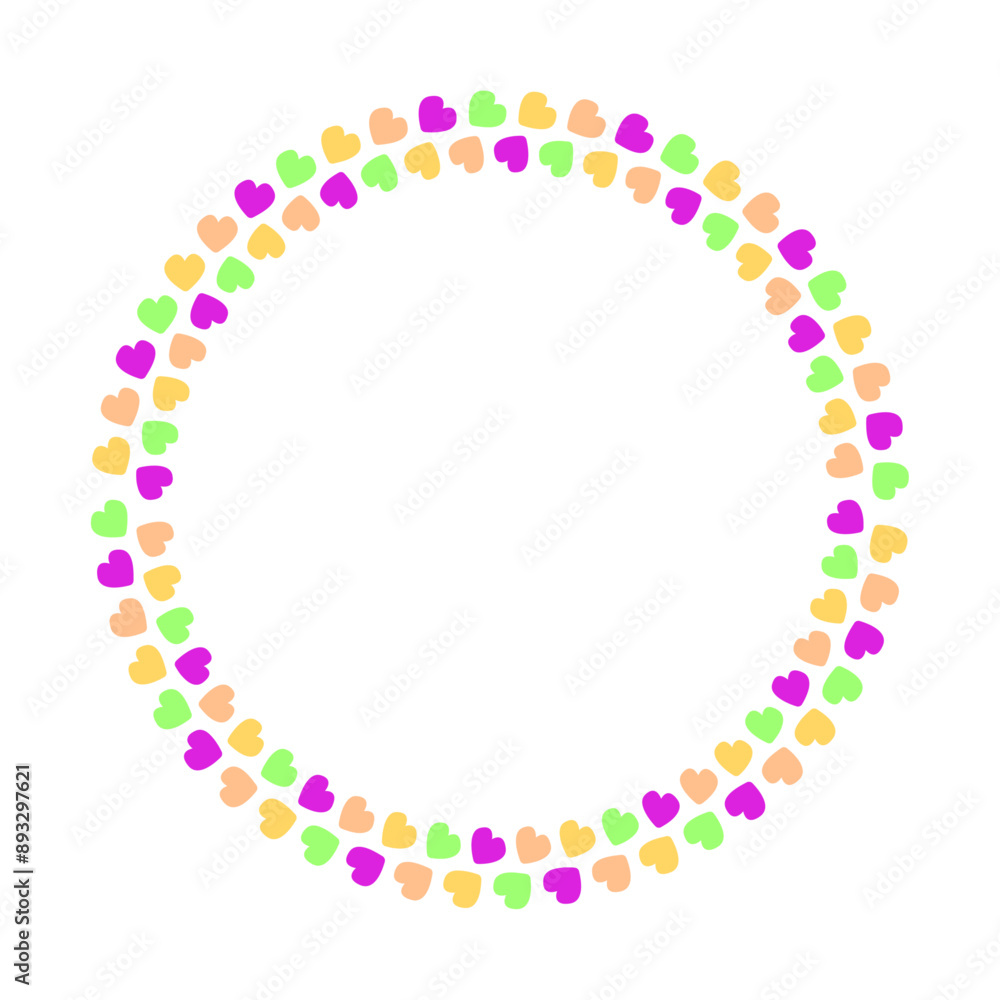Hand drawn flat design hearts border and frame Hand drawn flat design hearts border and frame