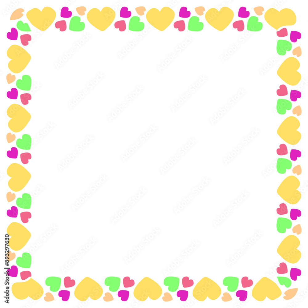 Hand drawn flat design hearts border and frame Hand drawn flat design hearts border and frame