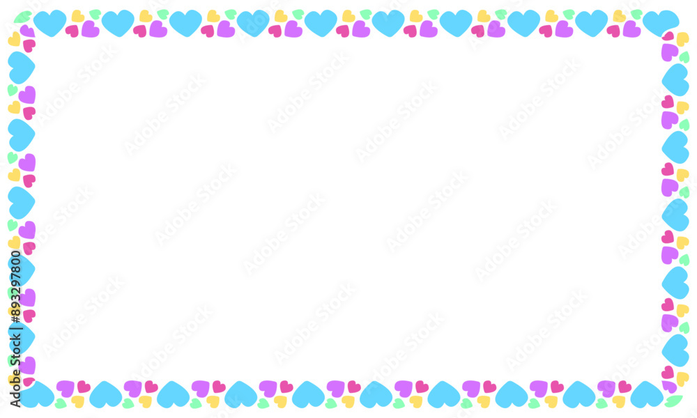 Hand drawn flat design hearts border and frame Hand drawn flat design hearts border and frame