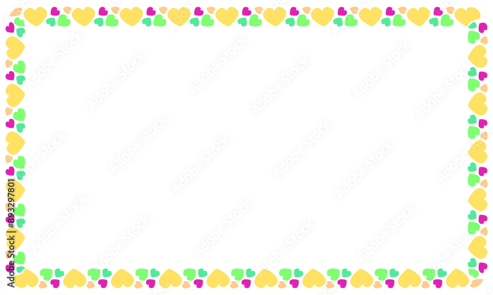 Hand drawn flat design hearts border and frame Hand drawn flat design hearts border and frame
