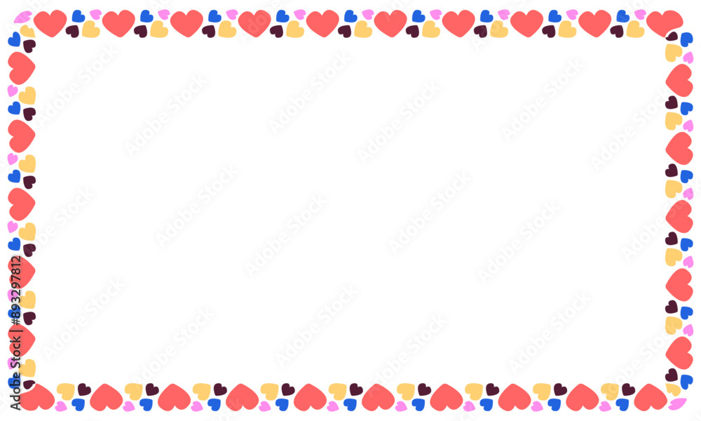 Hand drawn flat design hearts border and frame Hand drawn flat design hearts border and frame