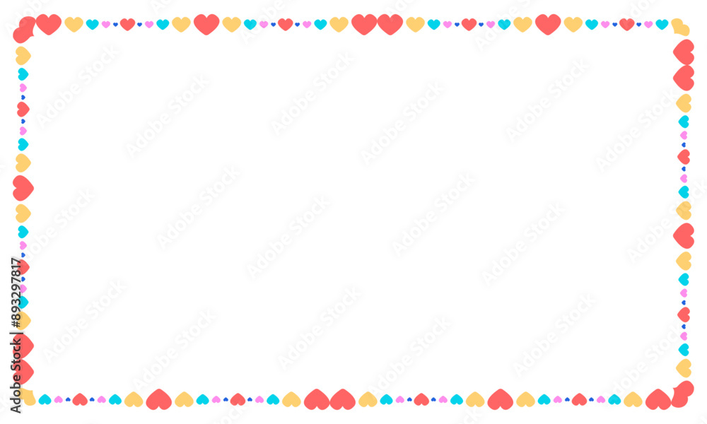 Hand drawn flat design hearts border and frame Hand drawn flat design hearts border and frame