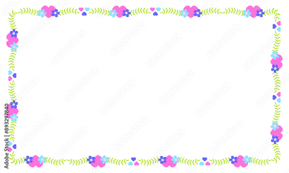 Hand drawn flat design hearts border and frame Hand drawn flat design hearts border and frame
