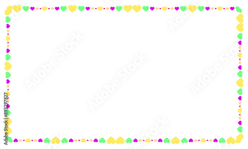 Hand drawn flat design hearts border and frame