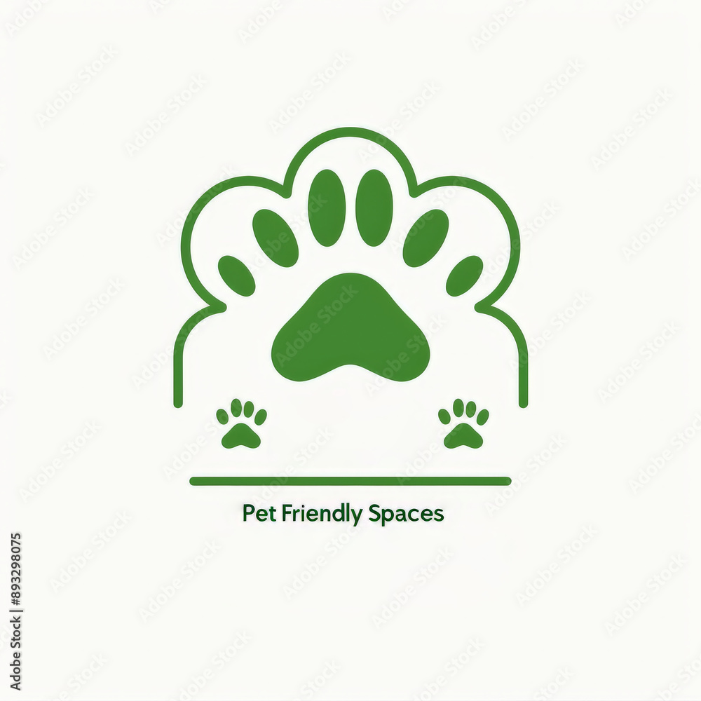 Green Pet Friendly Spaces Logo with Paw Print Green Pet Friendly Spaces Logo with Paw Print