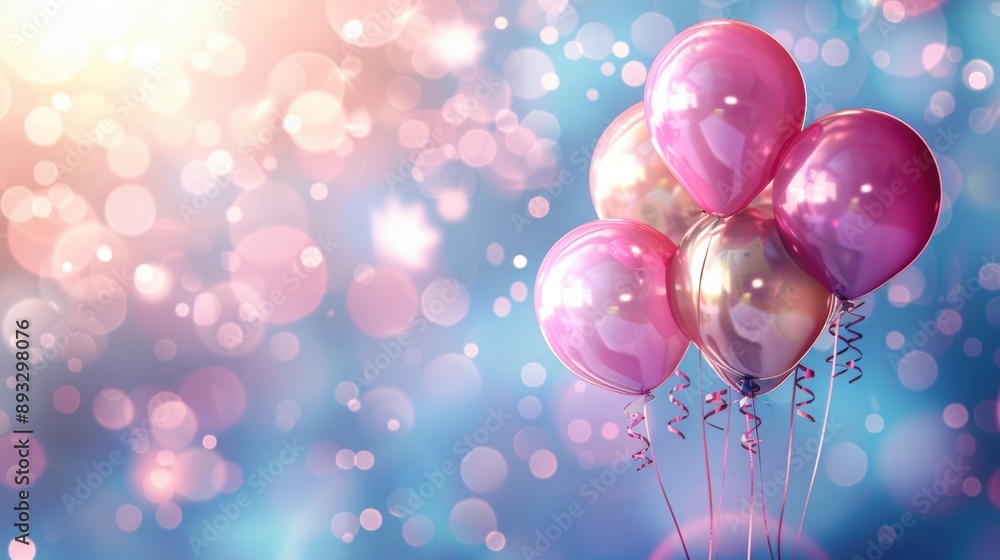 Romantic scene with pink balloons and soft bokeh lights, creating a gentle and dreamy atmosphere perfect for special occasions. Romantic scene with pink balloons and soft bokeh lights, creating a gentle and dreamy atmosphere perfect for special occasions.
