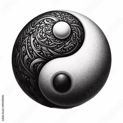 yin and yang tattoo illustration design