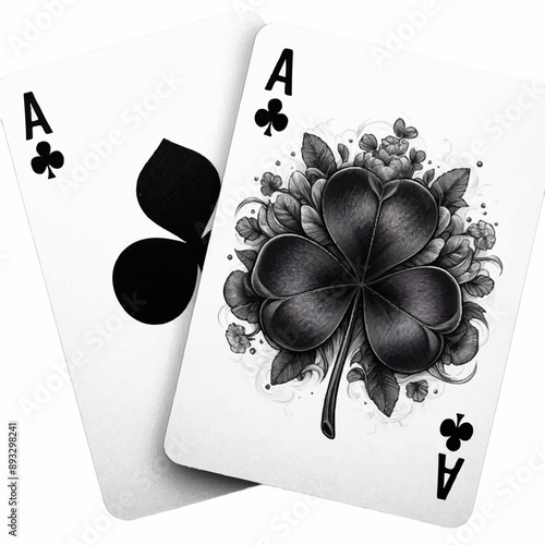 two ace cards tattoo illustration design