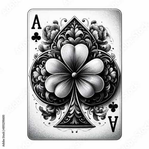 card ace with clover tattoo illustration design