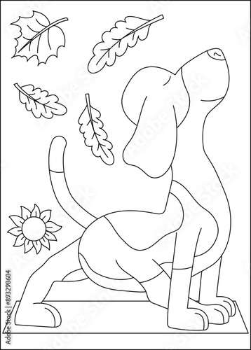 dog yoga exercise coloring book page