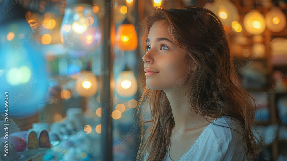 Young woman shopping in a clothing store,generative ai Young woman shopping in a clothing store,generative ai