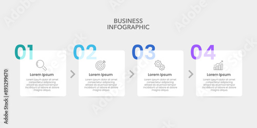 Infographic number with 4 steps or options. Business presentation, planning, marketing, strategy and report.