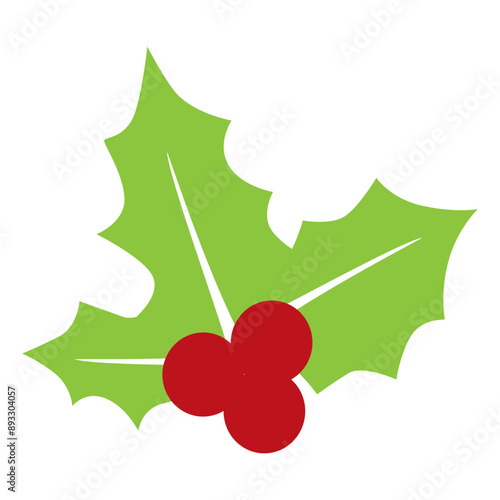 Holly berry icon leaves and berries mistletoe Symbol of Christmas on the white background