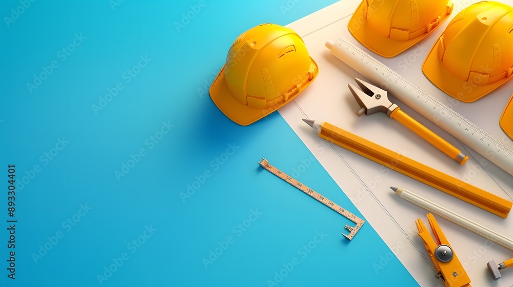 Structural analysis flat design top view construction theme cartoon drawing colored pastel Structural analysis flat design top view construction theme cartoon drawing colored pastel