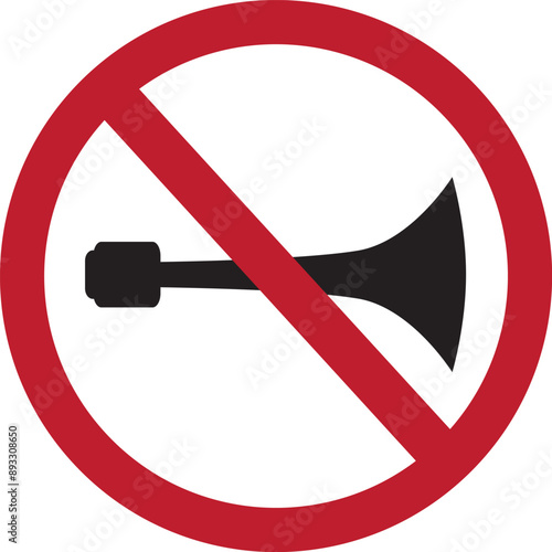 don't honk icon, a silhouette of a trumpet with a crossed out red circle