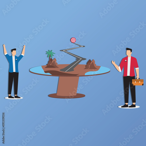 Business people explain franchise business strategies on white board to achieve business targets illustration, franchise business management, business strategy concept