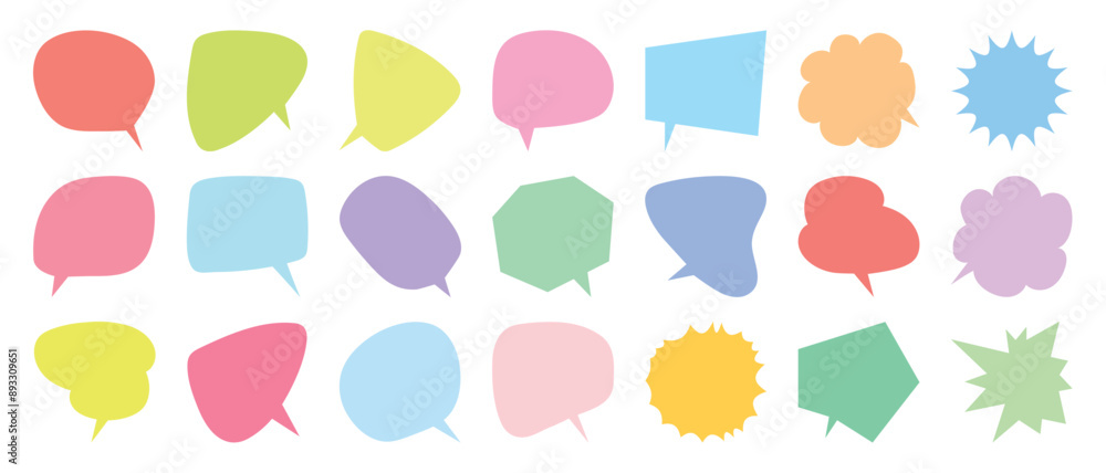 Set of doodle and speech bubble vector. Collection of contemporary figure, speech bubble different in funky groovy style. Chat design element perfect for banner, print, sticker, sale. Set of doodle and speech bubble vector. Collection of contemporary figure, speech bubble different in funky groovy style. Chat design element perfect for banner, print, sticker, sale.
