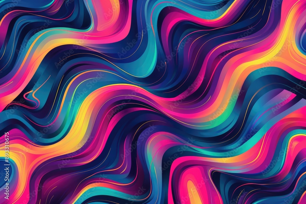 Fototapeta premium A dynamic abstract design with vibrant neon colors and swirling lines