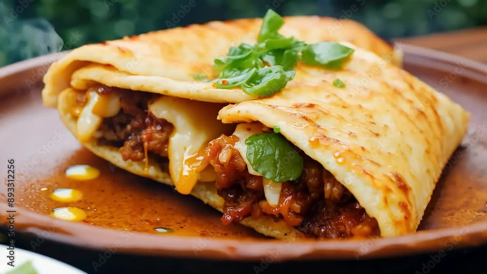 Mexican chicken tortilla wraps with fresh ingredients and vibrant colors with Ai generated. Mexican chicken tortilla wraps with fresh ingredients and vibrant colors with Ai generated.