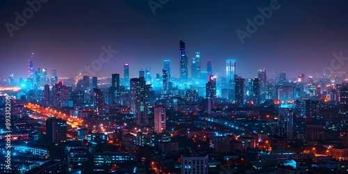 Wallpaper Mural Mesmerizing Nightscape of Illuminated Skyscrapers and Vibrant City Lights Torontodigital.ca