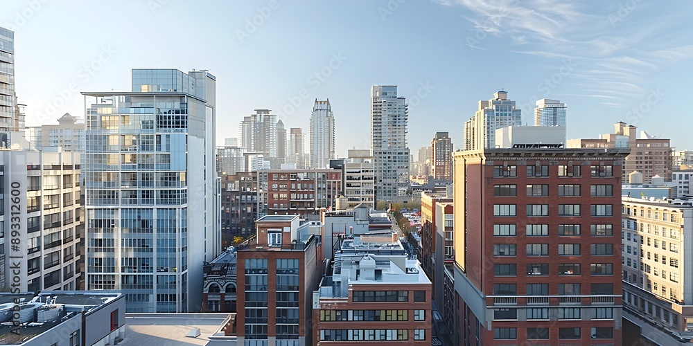 Expansive Urban Skyline of Diverse Architectural Styles and Towering Skyscrapers Expansive Urban Skyline of Diverse Architectural Styles and Towering Skyscrapers
