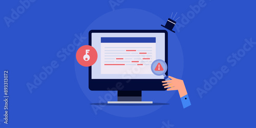 Content keyword spam, manipulative black hat SEO practice for increase search engine visibility, conceptual vector illustration.