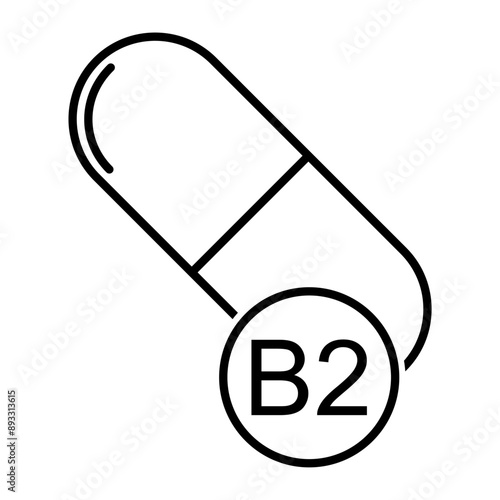 Vitamin B2 icon, healthy medicine pill supplement symbol, complex mineral vector illustration