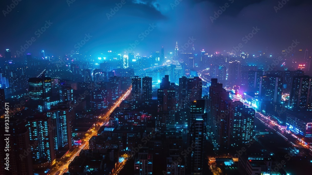 Obraz premium Dramatic Time-lapse Photo of City at Night