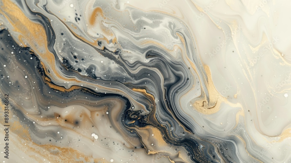 Obraz premium Beige and Silver Fluid Art Background Liquid Marble