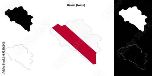 Kawai (Iwate) outline map set