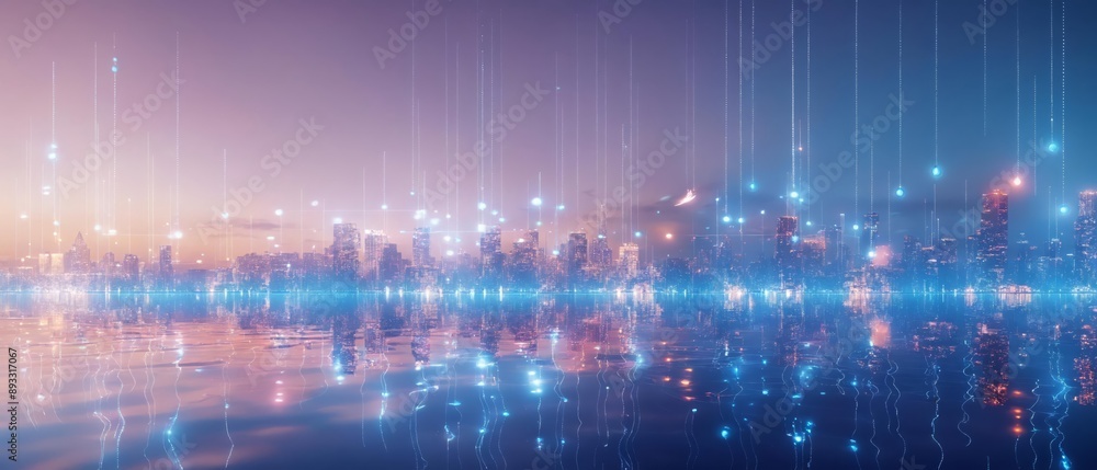 Obraz premium Smart connection in cyberspace network and futuristic telecom web: wireless grid and ai innovation