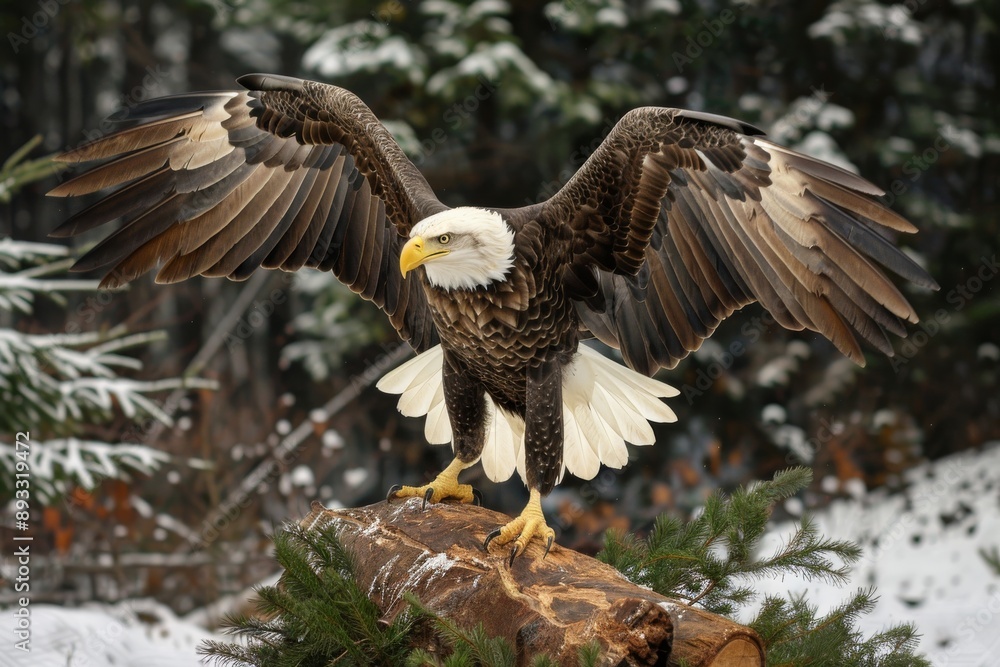 Bald Eagle wings up about to fly, take off Bald Eagle wings up about to fly, take off