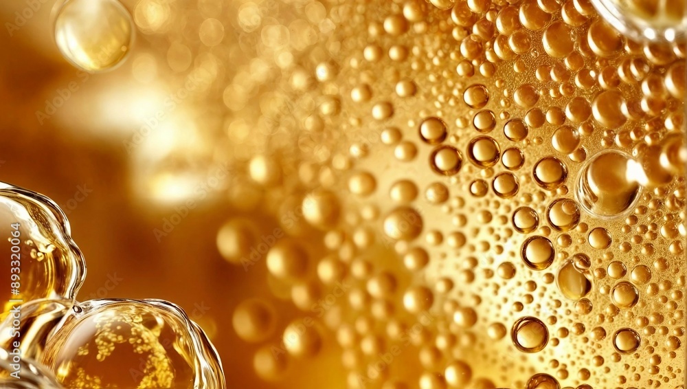 Golden Champagne Bubbles Close-Up Golden Champagne Bubbles Close-Up