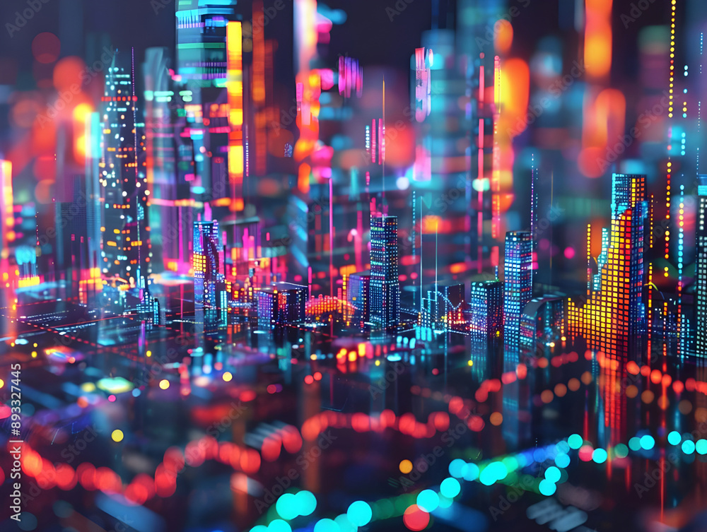 3D visualization, featuring a glowing forex chart in abstract space, with futuristic illumination on a neutral background 3D visualization, featuring a glowing forex chart in abstract space, with futuristic illumination on a neutral background