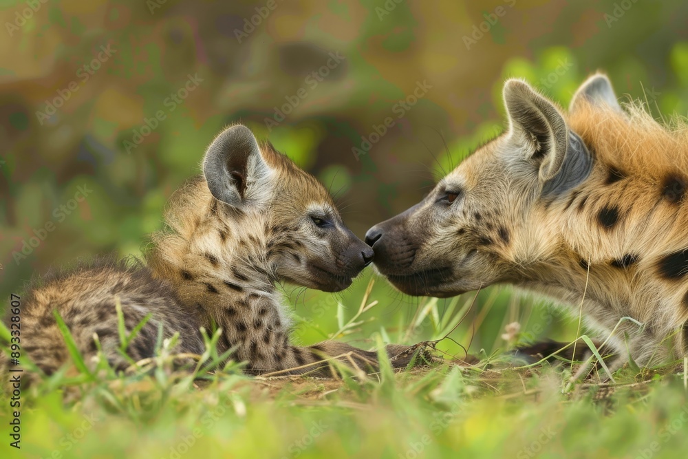 Obraz premium Hyena Cubs Suckling